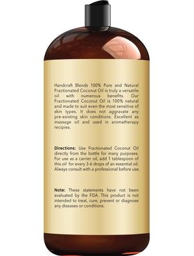 Back view of Handcraft Blends Fractionated Coconut Oil bottle