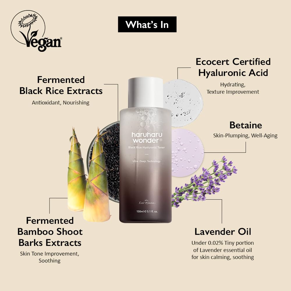 Back view of HARUHARU Black Rice Hyaluronic Toner packaging