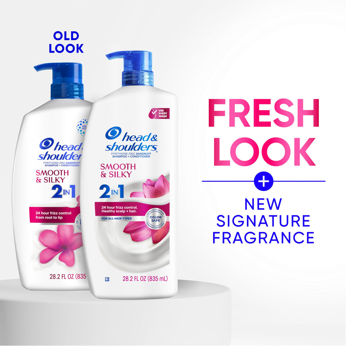 Back view of Head & Shoulders Smooth & Silky 2-in-1 Shampoo & Conditioner