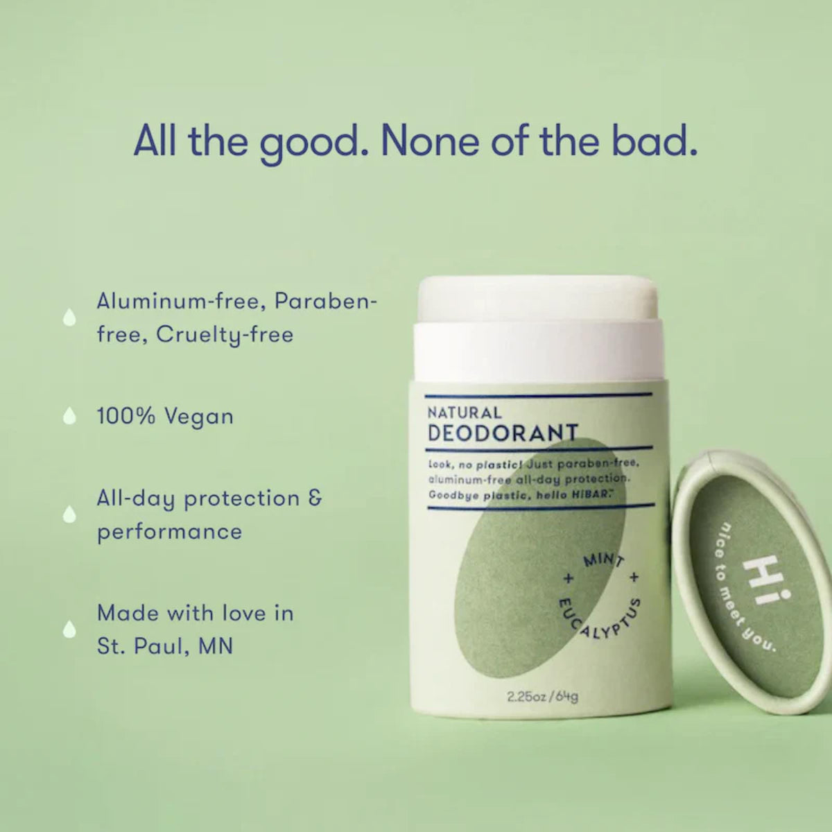 Back view of HIBAR Eucalyptus & Mint Deodorant packaging