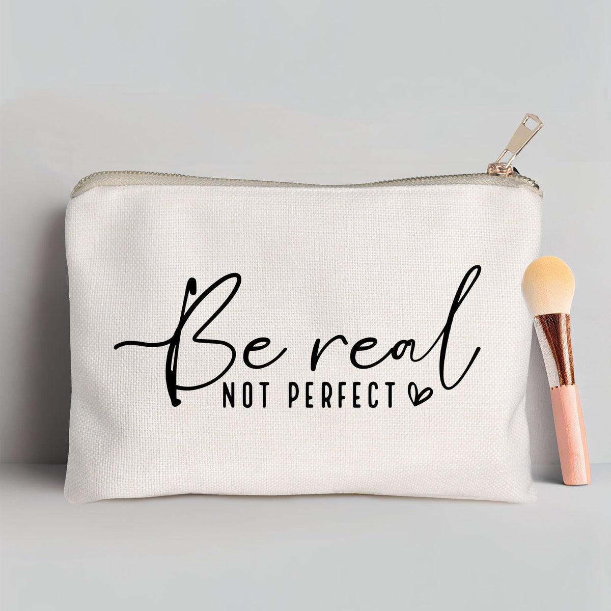 Back view of HubbgDesign Be Real Not Perfect Makeup Bag