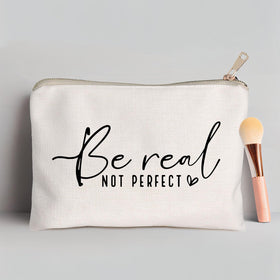 Back view of HubbgDesign Be Real Not Perfect Makeup Bag