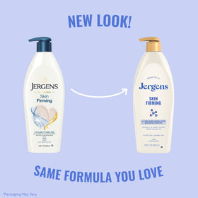 Back view of Jergens Skin Firming Body Lotion 16.8 Oz packaging