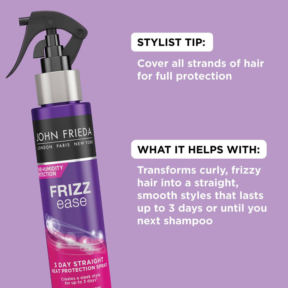 Back view of John Frieda Frizz Ease 3 Day Straight Heat Protection Spray