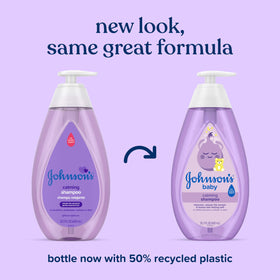 Back view of Johnson's Baby Calming Shampoo bottle