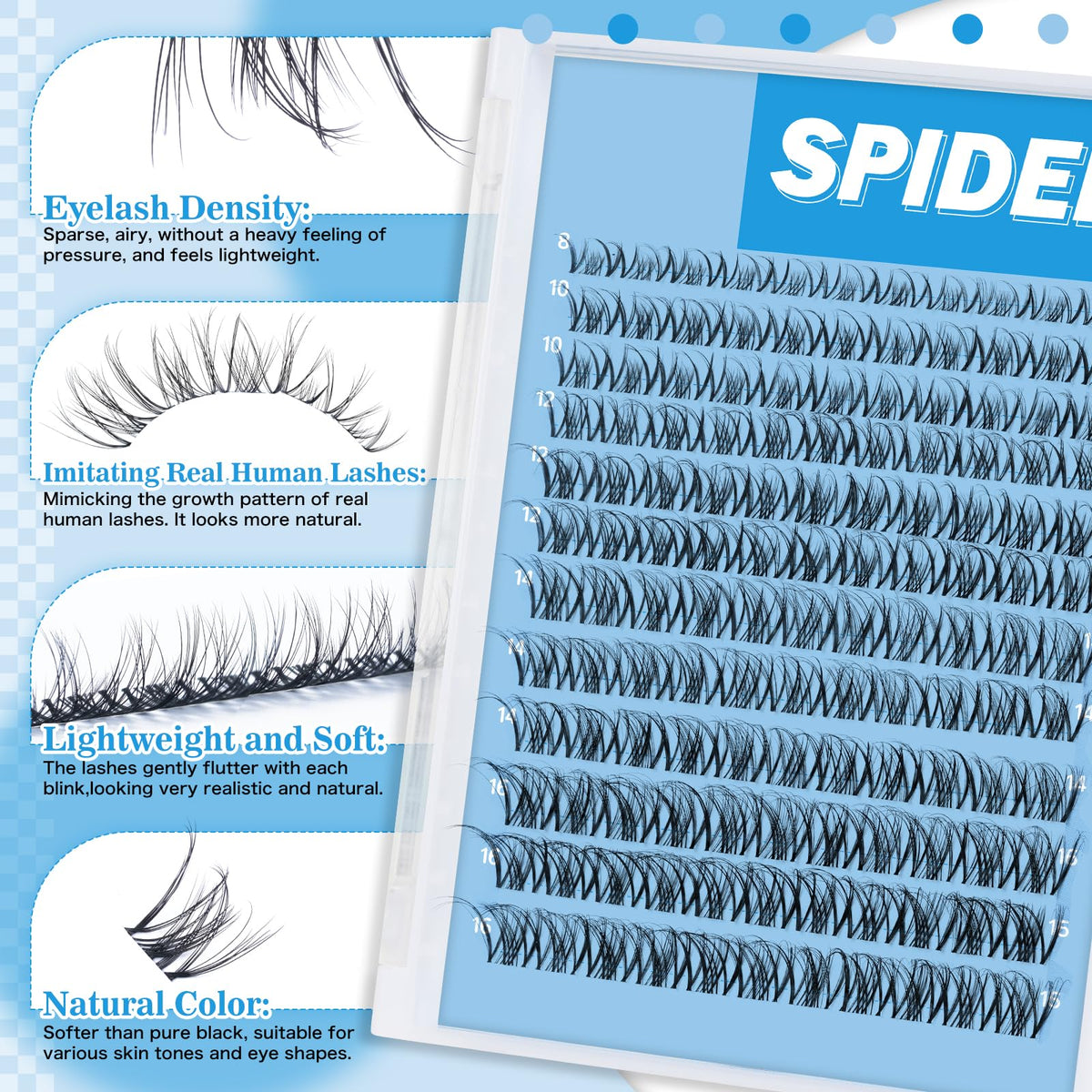 Back view of KevKev Spider Lash Clusters packaging