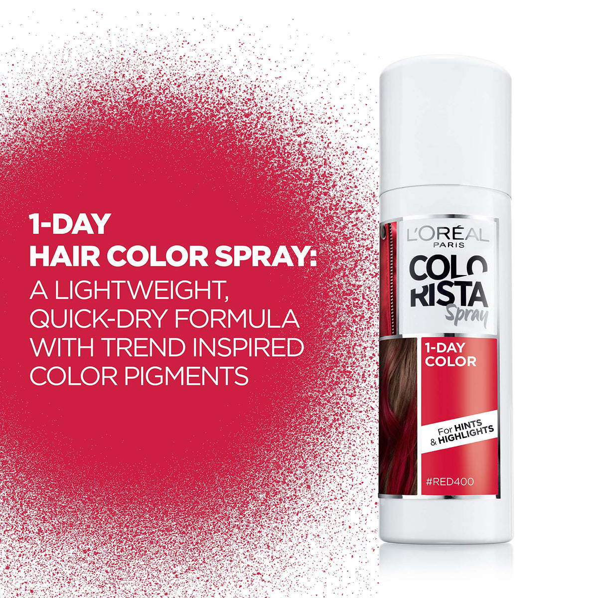 Back view of L'Oreal Paris Colorista 1-Day Washable Hair Colour Spray