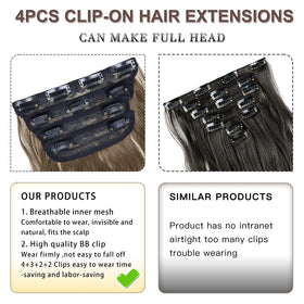 Back view of LEEONS Clip in Hair Extensions