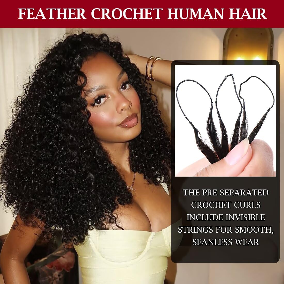 Back view of LOLly HAIR Miracle Invisible Knots Crochet Hair