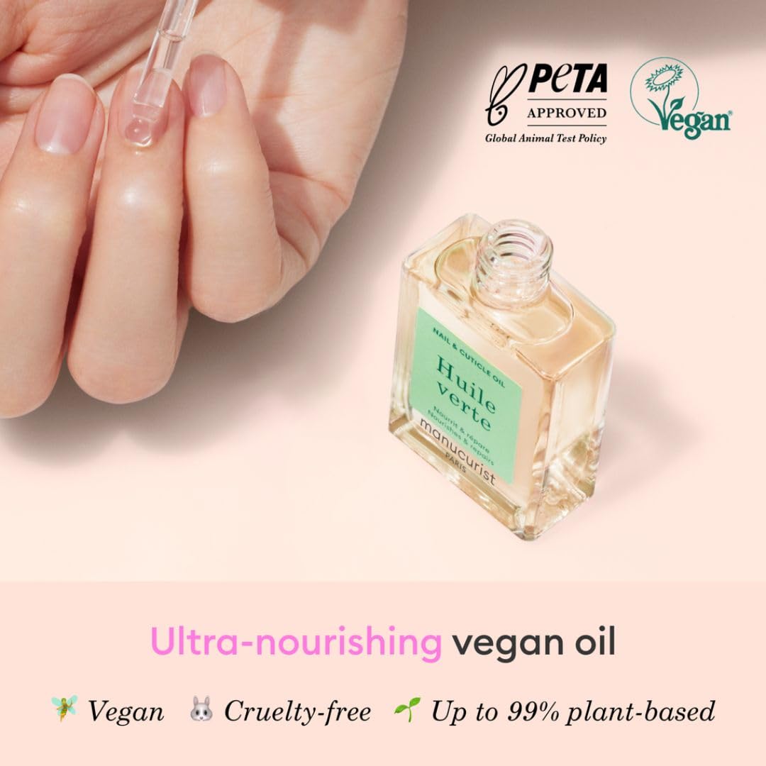 Back view of Manucurist Green Oil Nail & Cuticle Oil packaging