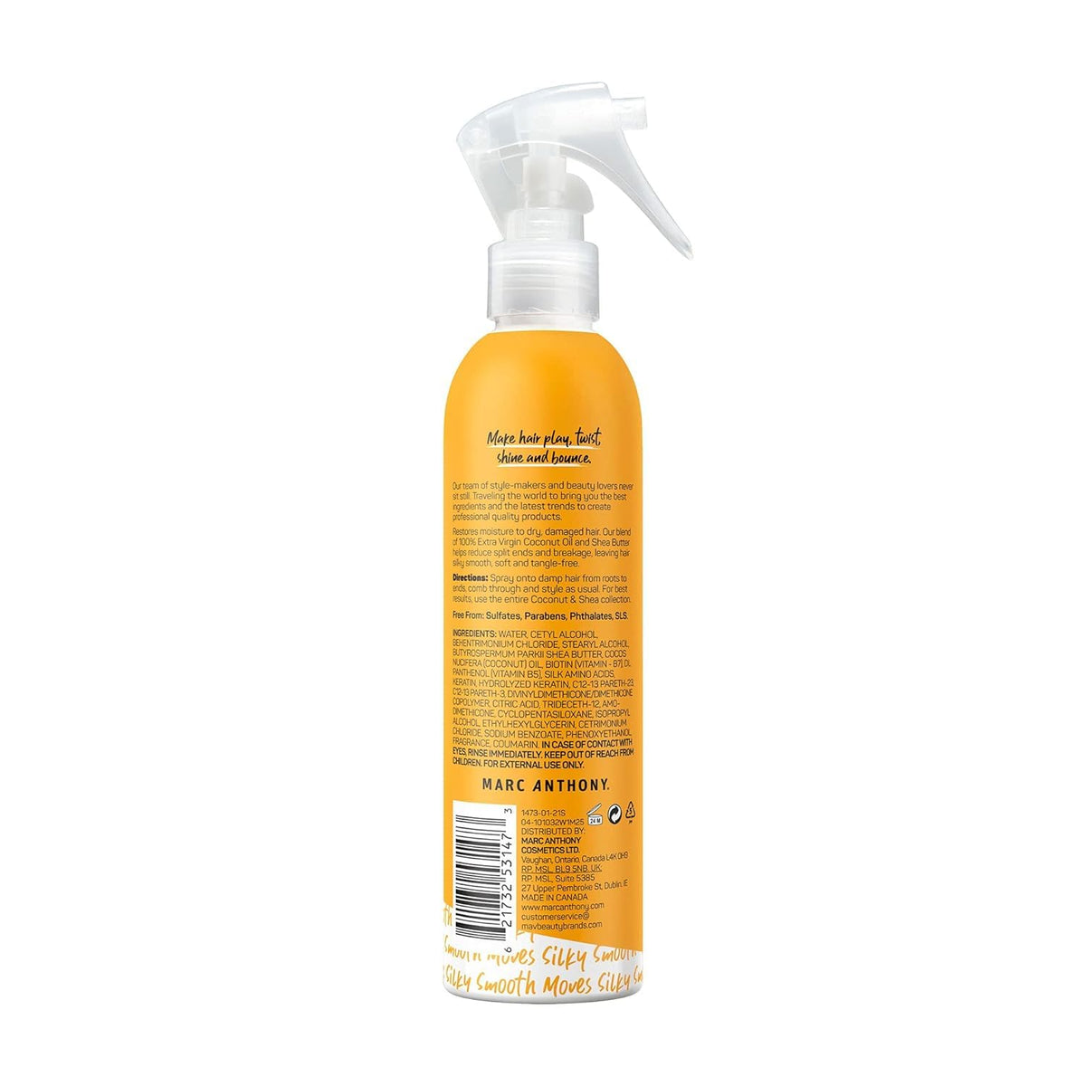 Back view of Marc Anthony Coconut Shea Leave-In Conditioner Spray
