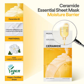 Back view of MEDIHEAL Ceramide Essential Face Sheet Mask packaging