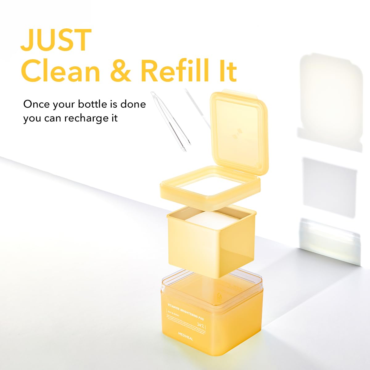 Back view of MEDIHEAL toner pads refill packaging