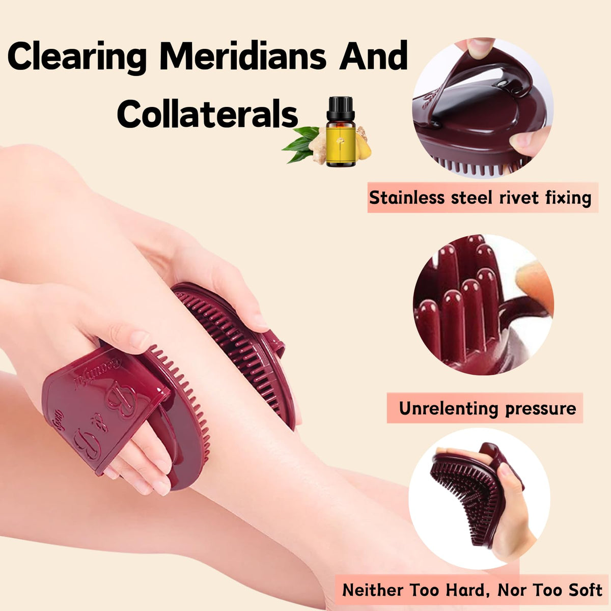 Back view of Meridian Massage Brush set