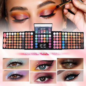 Back view of MISS ROSE M 148 Colours Makeup Palette showing colour range