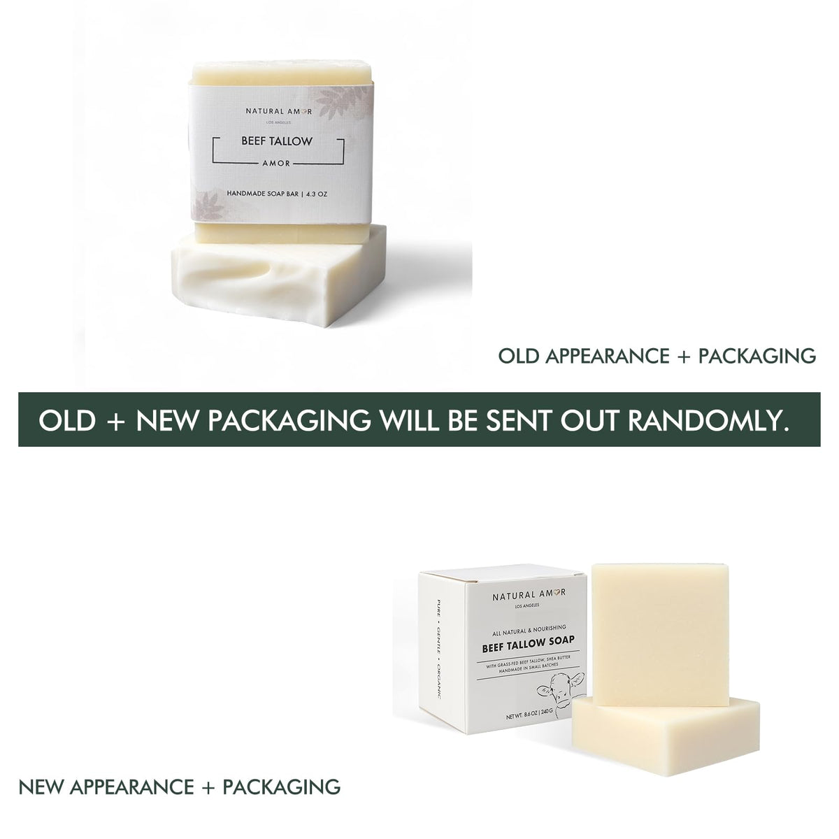 Back view of NATURAL AMOR Unscented Tallow Soap Bar packaging