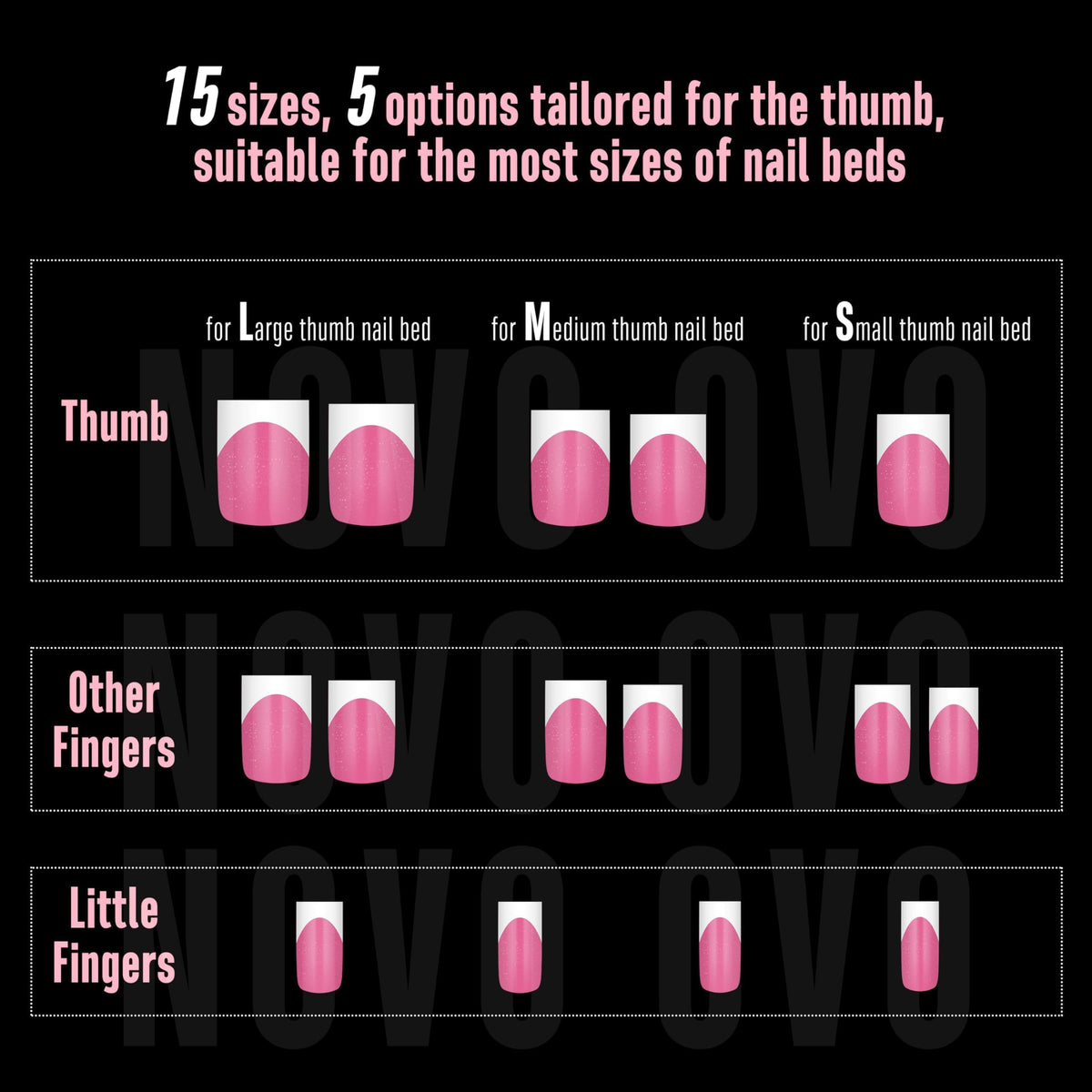 Back view of NOVO OVO Short Sharp Square Nail Tips packaging