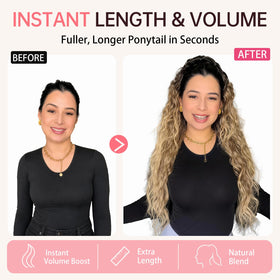Back view of ORSUNCER 22-inch curly ponytail extension