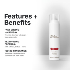 Back view of Paul Mitchell Super Clean Hairspray packaging