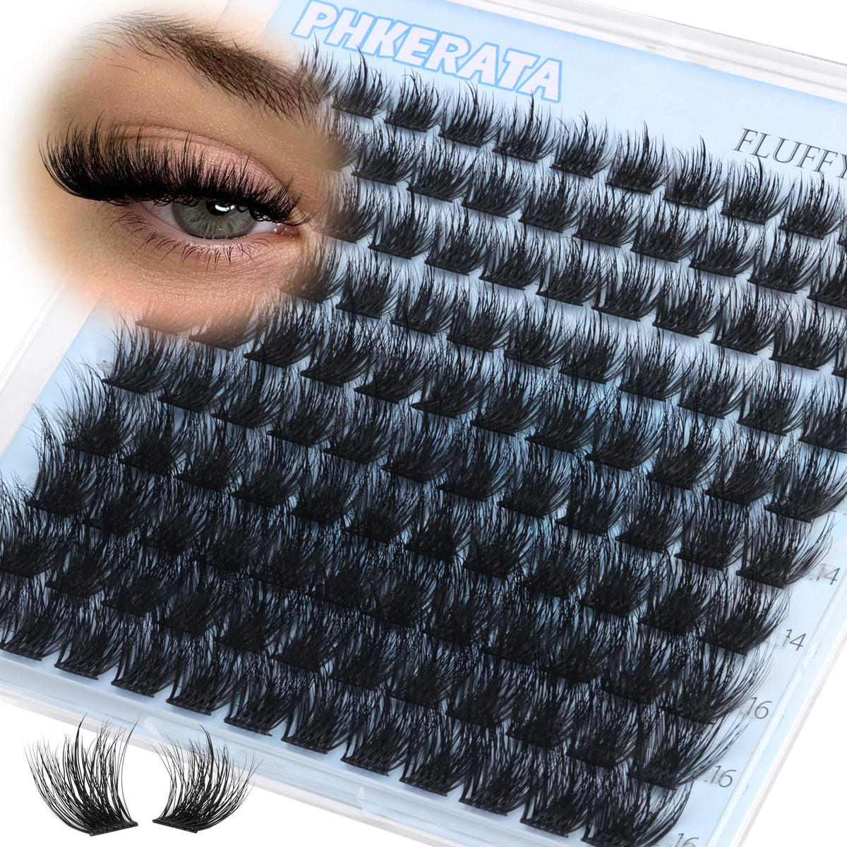 Back view of PHKERATA lash clusters packaging with product details