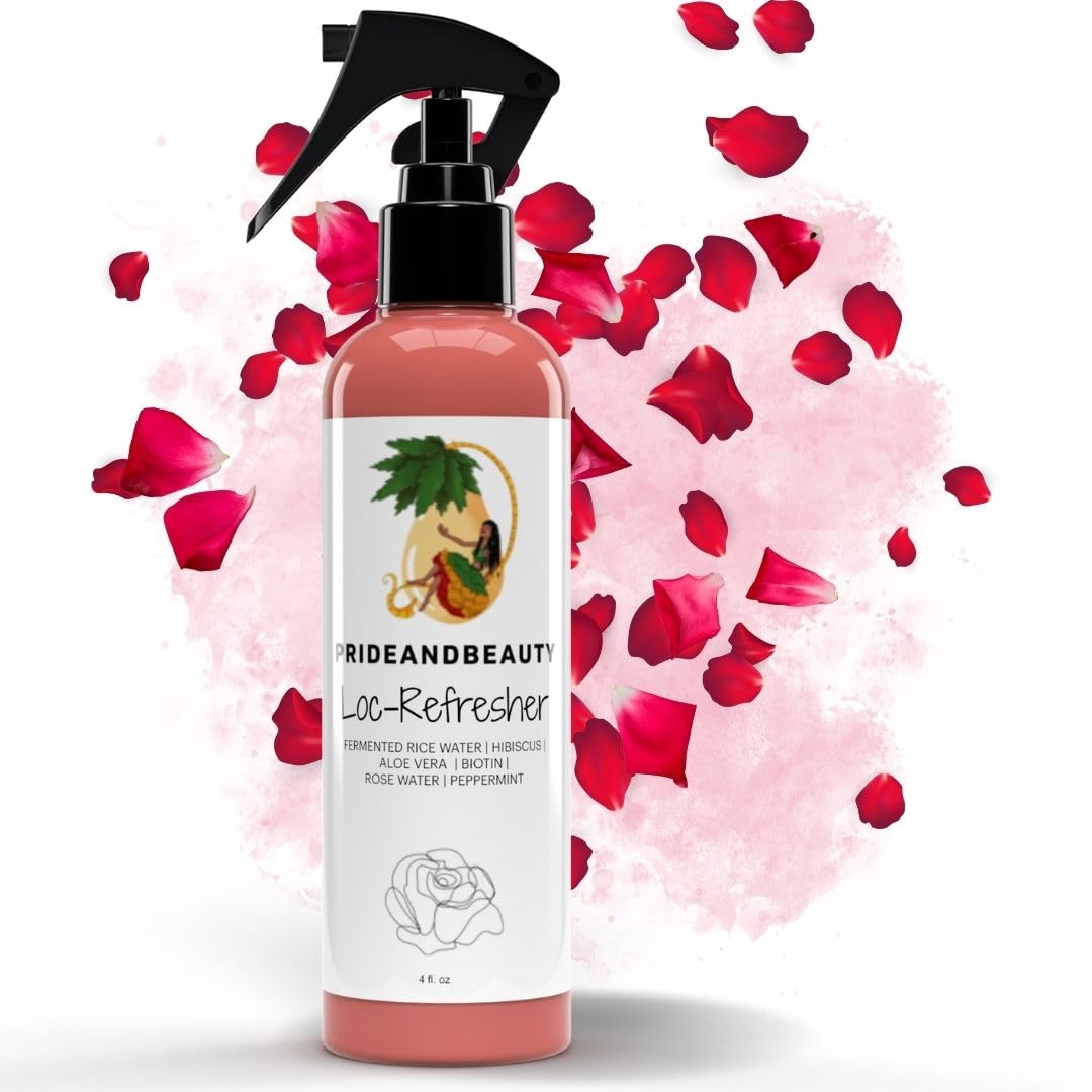 Back view of PRIDE AND BEAUTY HAIR + SKIN RESTORATION Rose Water & Peppermint Loc Spray 4 oz