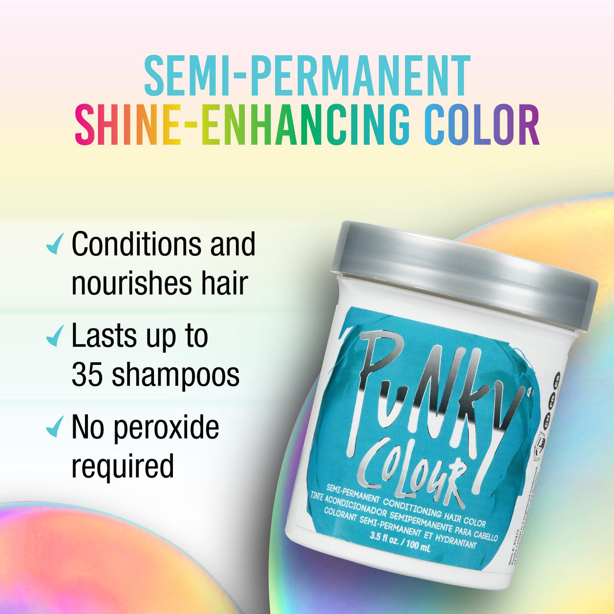 Back view of Punky Semi Permanent Hair Color Turquoise packaging