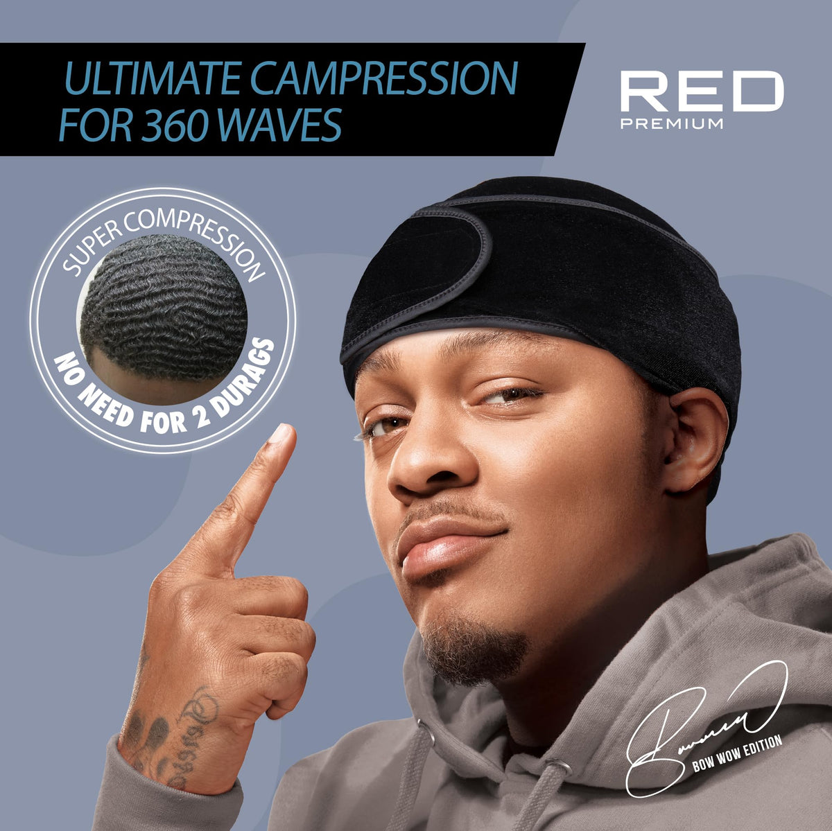 Back view of Red by Kiss Bow Wow X Power Wave Durag showing sleek design