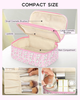 Back view of Relavel Cute Pink Makeup Bag