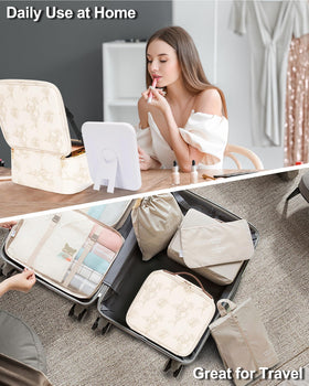Back view of Relavel Travel Makeup Bag showcasing quality PU leather