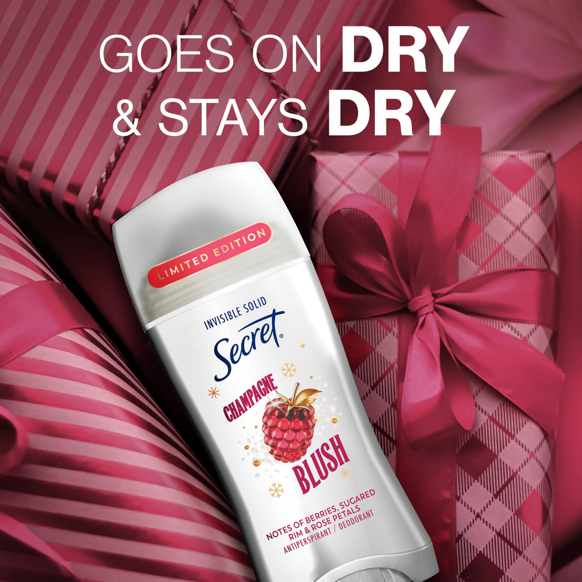 Back view of Secret Antiperspirant Deodorant Champagne Blush