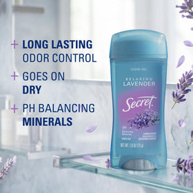 Back view of Secret Antiperspirant Deodorant packaging