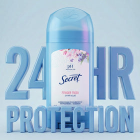 Back view of Secret Antiperspirant packaging with ingredients listed