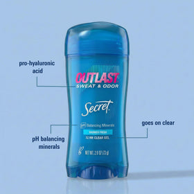 Back view of Secret Outlast Antiperspirant Deodorant packaging