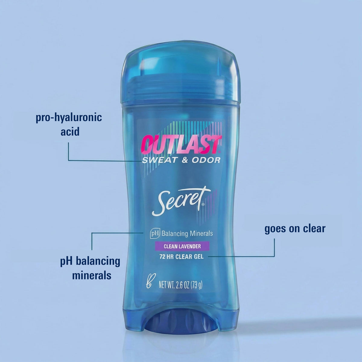 Back view of Secret Outlast Antiperspirant Deodorant packaging