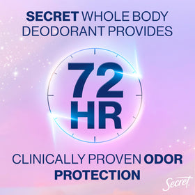 Back view of Secret Whole Body Deodorant packaging
