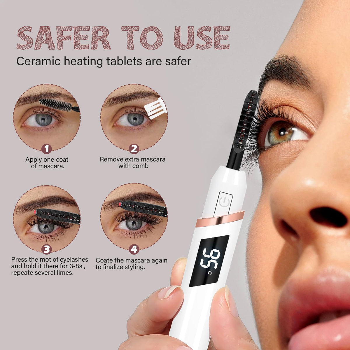 Back view of shenlanbolt heated eyelash curler showing USB-C port