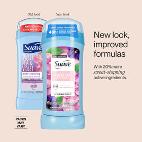 Back view of Suave Antiperspirant Deodorant packaging
