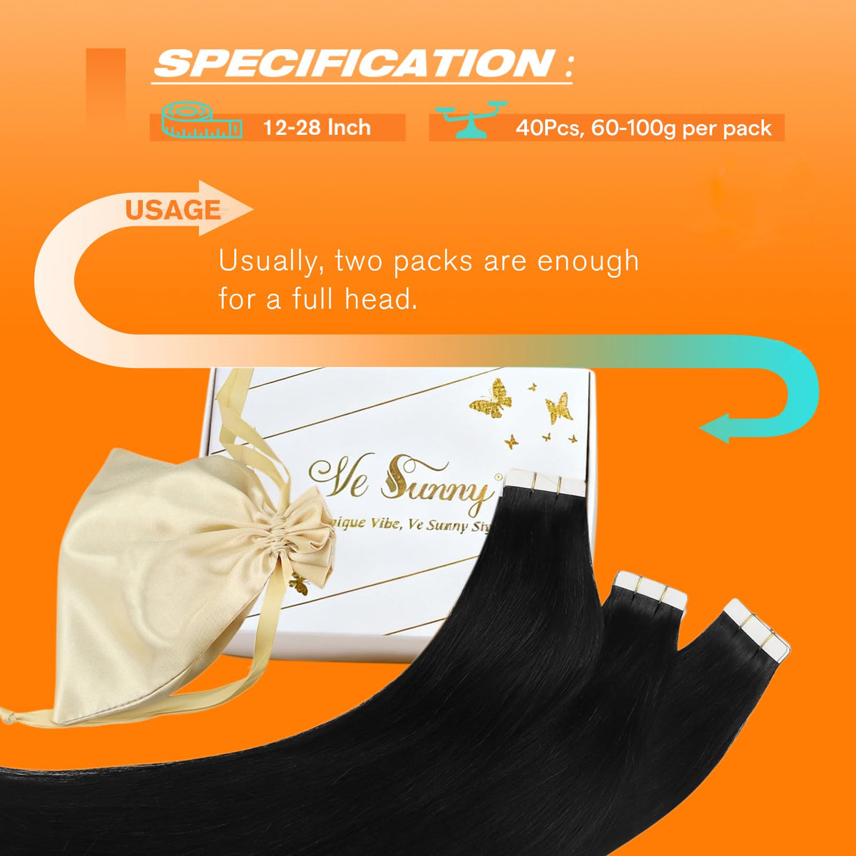 Back view of Sunny Hair Tape in Extensions