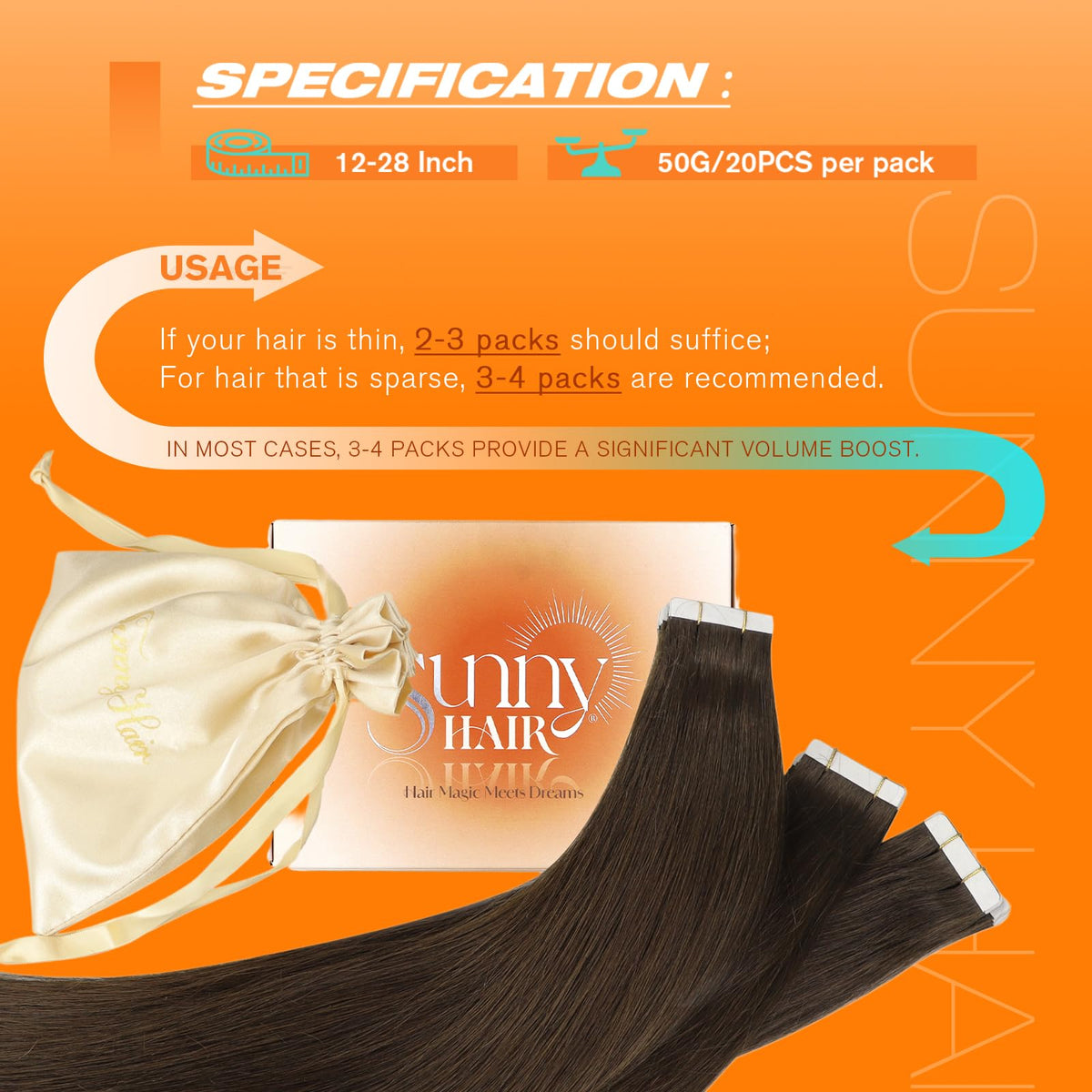 Back view of Sunny Hair Tape in Hair Extensions