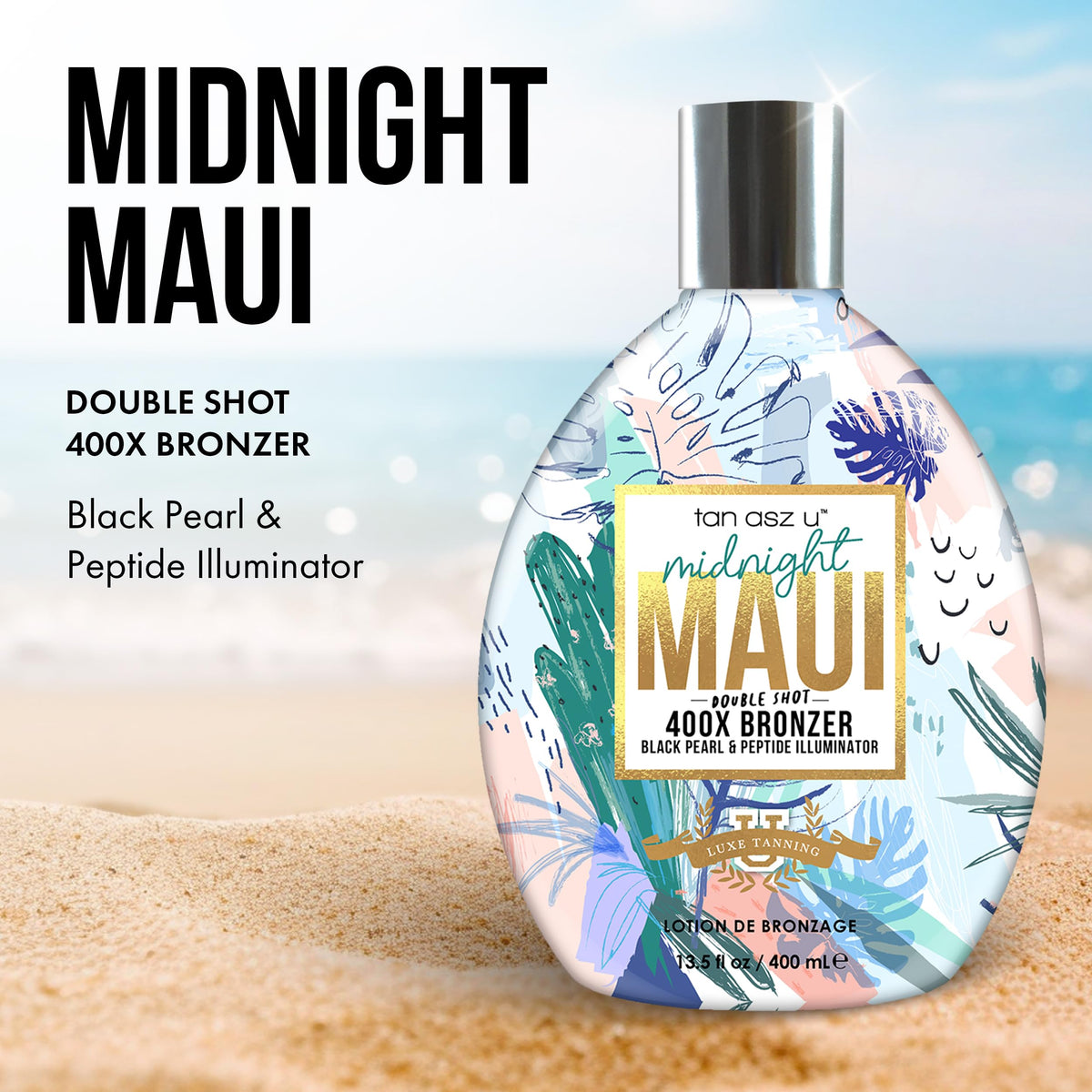 Back view of Tan Asz U Midnight Maui 400X Bronzer Indoor Tanning Lotion