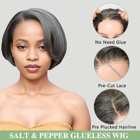 Back view of the HANASCC glueless straight bob wig