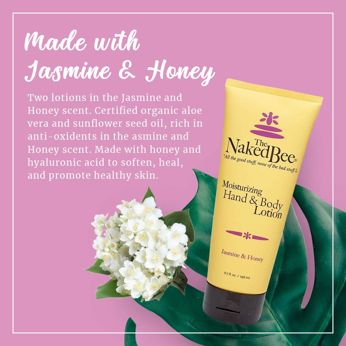Back view of The Naked Bee Jasmine & Honey Lotion packaging