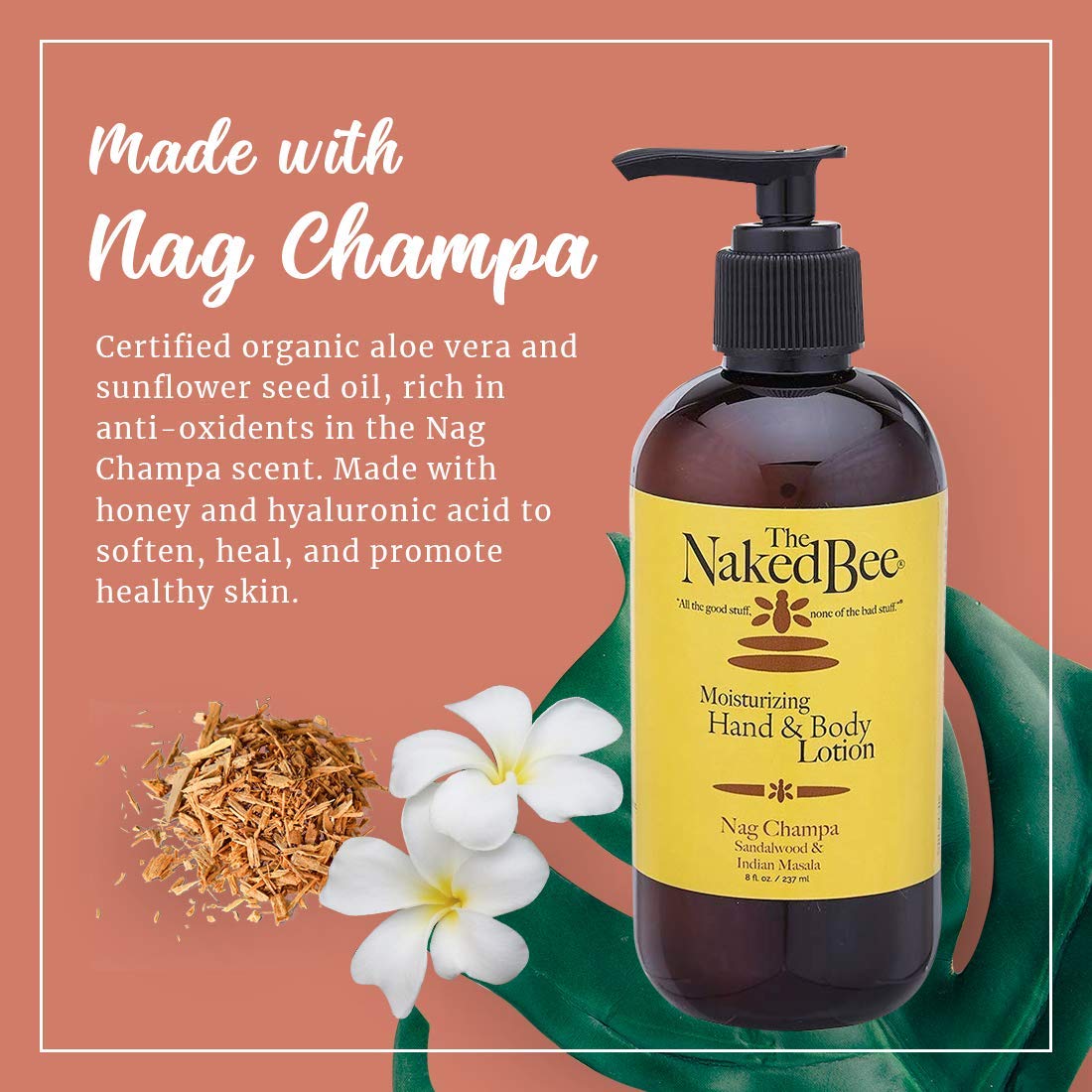 Back view of The Naked Bee Nourishing Body Lotion showing ingredients