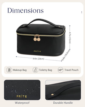 Back view of the Prite Makeup Bag in black