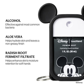 Back view of Touchland Disney hand sanitizer packaging