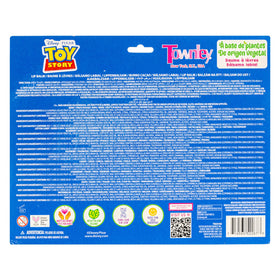 Back view of Toy Story lip balm packaging