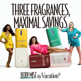 Back view of VACATION Body Mist Collector's Set packaging