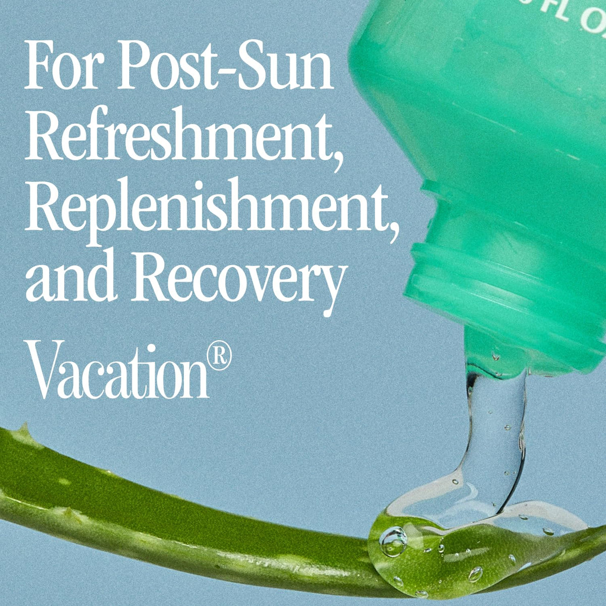 Back view of VACATION Mini After Sun Aloe Vera Gel packaging