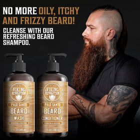 Back view of Viking Revolution Beard Wash & Conditioner Set packaging