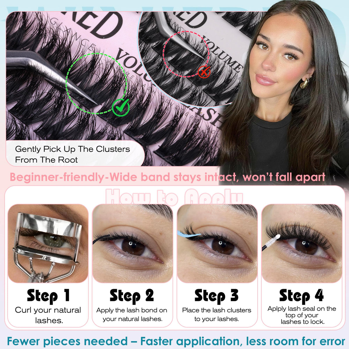 Back view of Winifred Fluffy Lash Clusters packaging